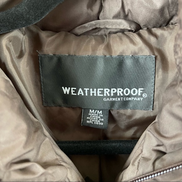 Weatherproof brown long puffer jacket with hood - Picture 6 of 12